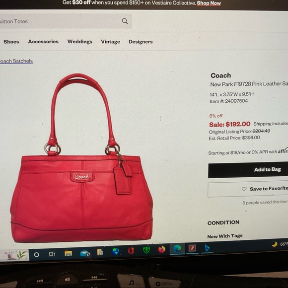 Coach - Park Carryall Leather Satchel Handbag or Shoulder Bag - Picture 12 of 12